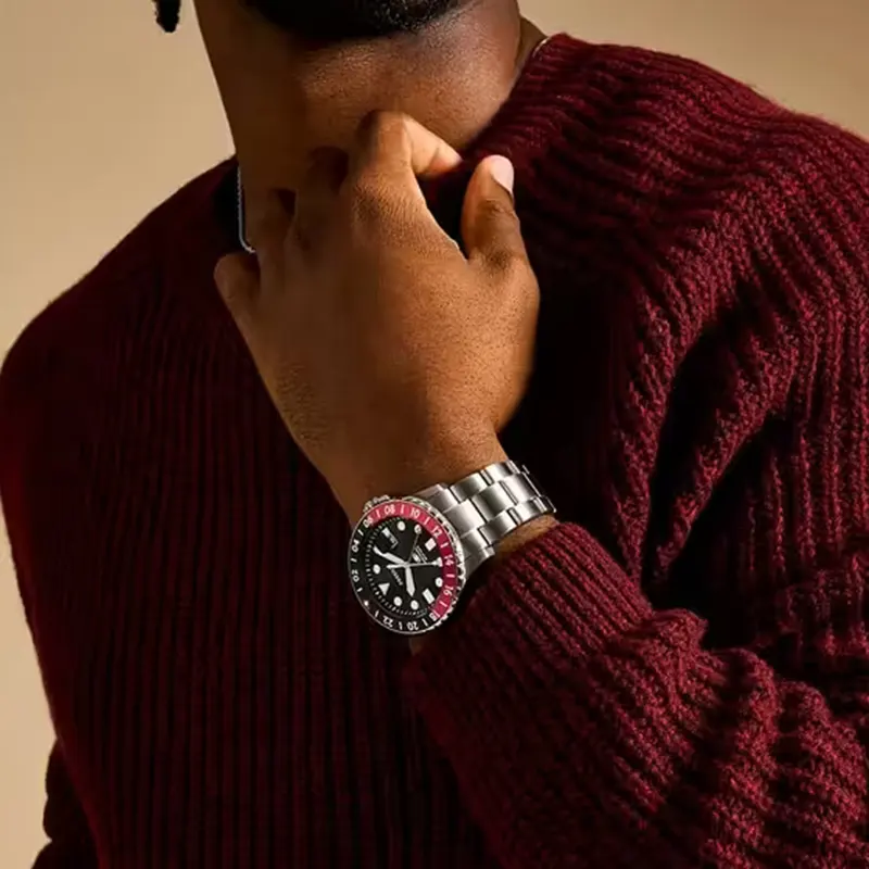 Fossil GMT Black Dial Pepsi Bezel Men’s Watch- FS6092